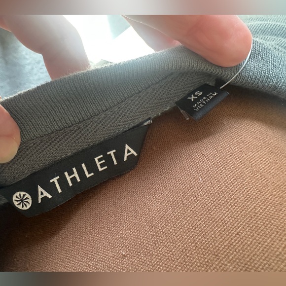 Athleta Studio SIZE XS Olive Green French Terry Cinch Waist Sweatshirt Dress - Picture 5 of 7